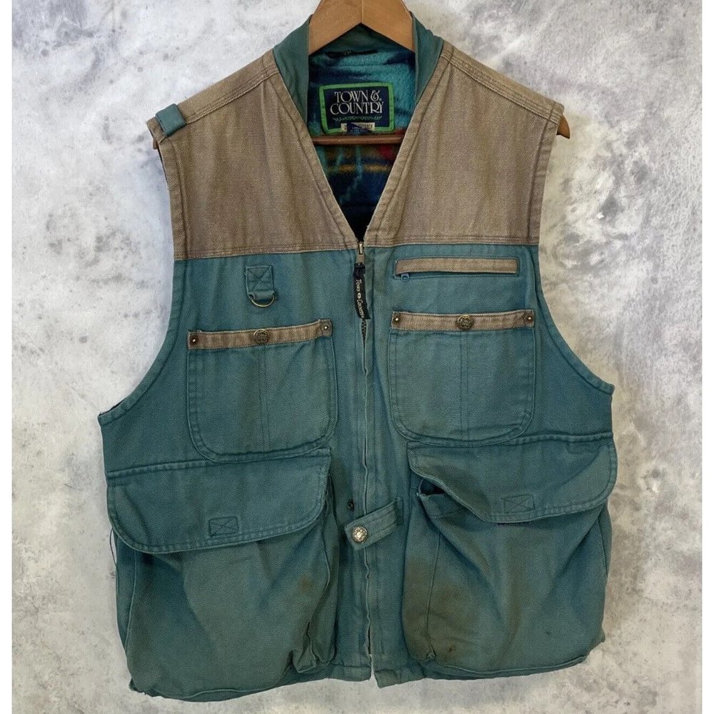 Vintage Town & Country Utility Vest - Outdoor Lined - Mens M